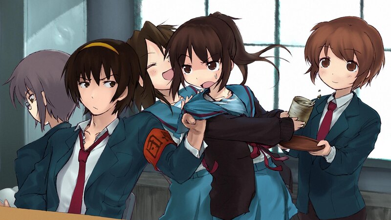 Schoolgirls in Classroom — Blue, Playful