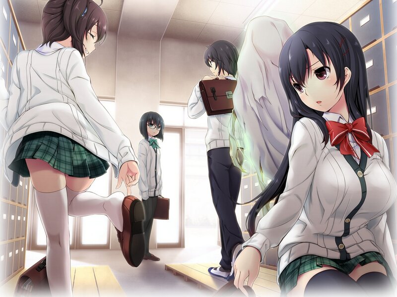 Schoolgirls in Classroom — White