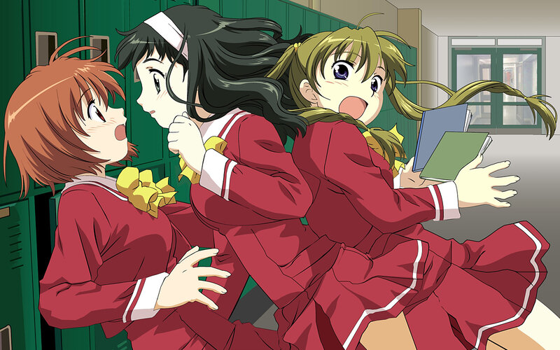 Schoolgirls in hallway
