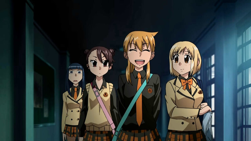 schoolgirls in hallway