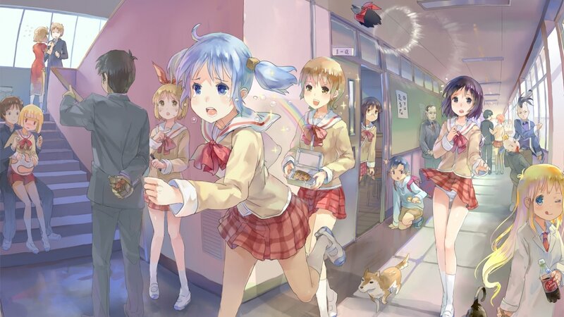 Schoolgirls in Hallway — Pink