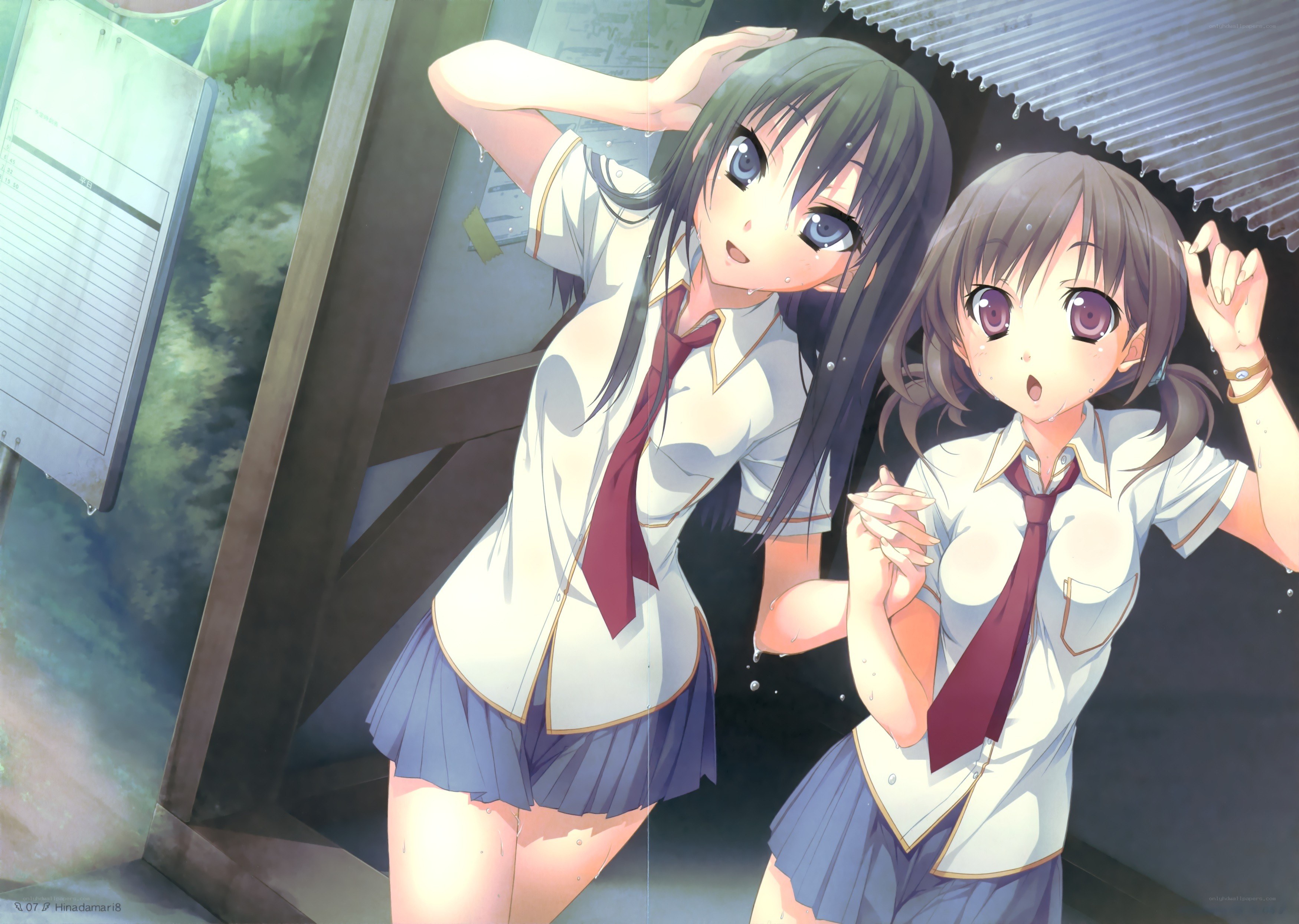 Schoolgirls in the rain