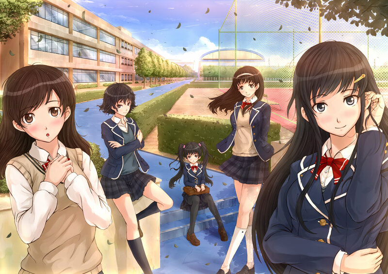 Schoolgirls in Uniform — Blue, Calm