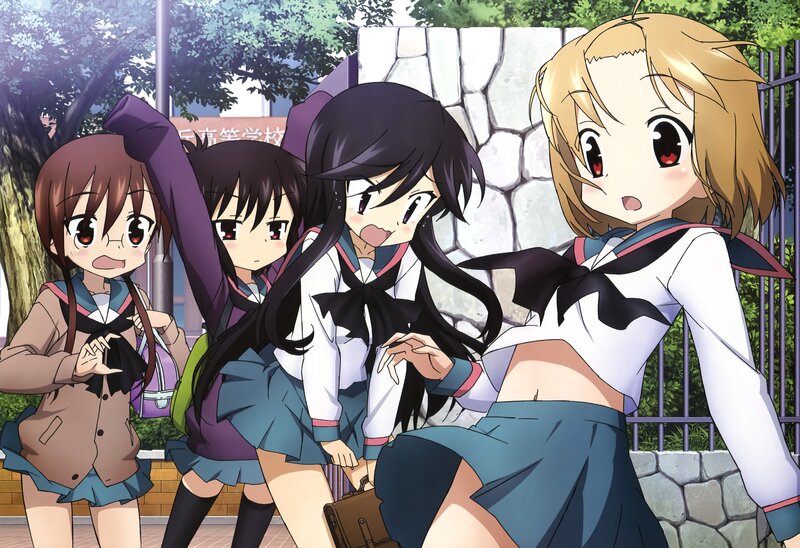 Schoolgirls in uniform outdoors