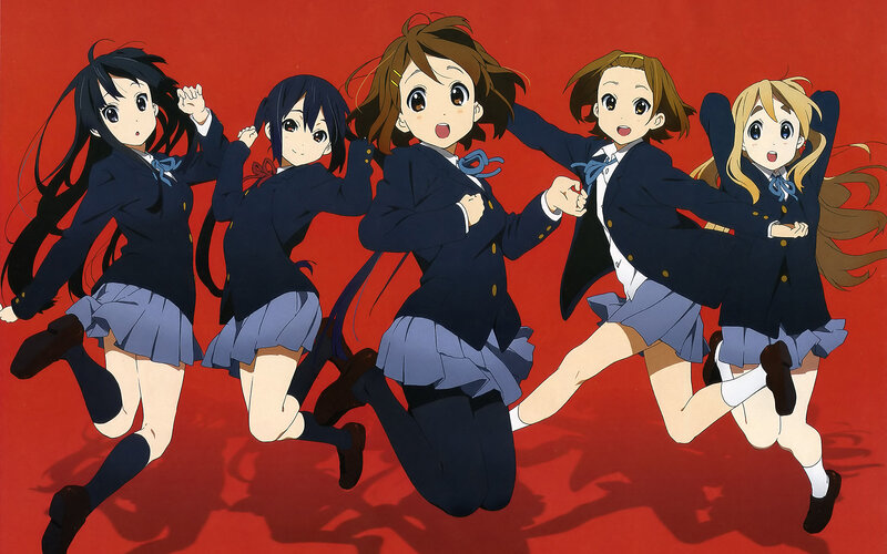 Schoolgirls in uniform running