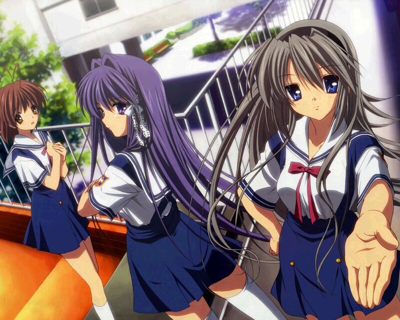 schoolgirls in uniforms on stairs