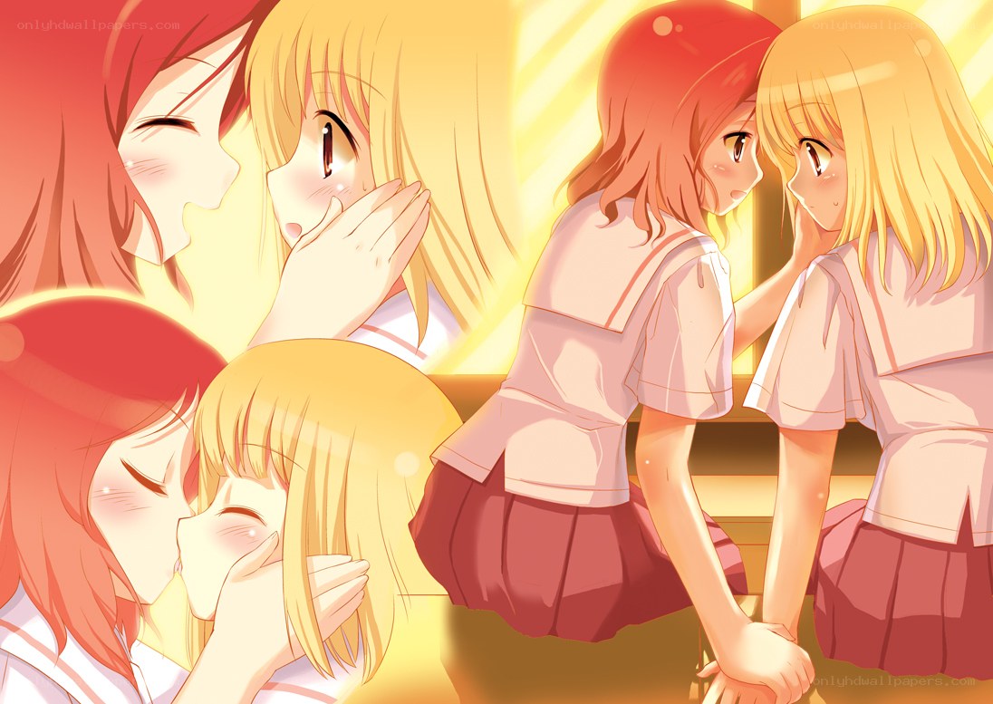 schoolgirls in warm light
