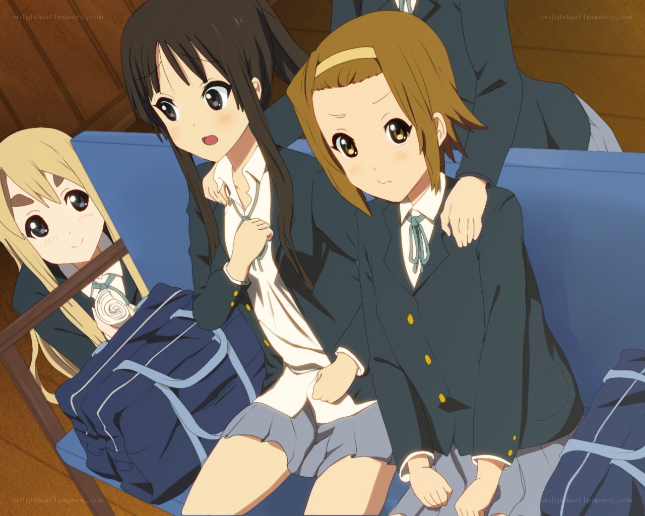 Schoolgirls on a bench