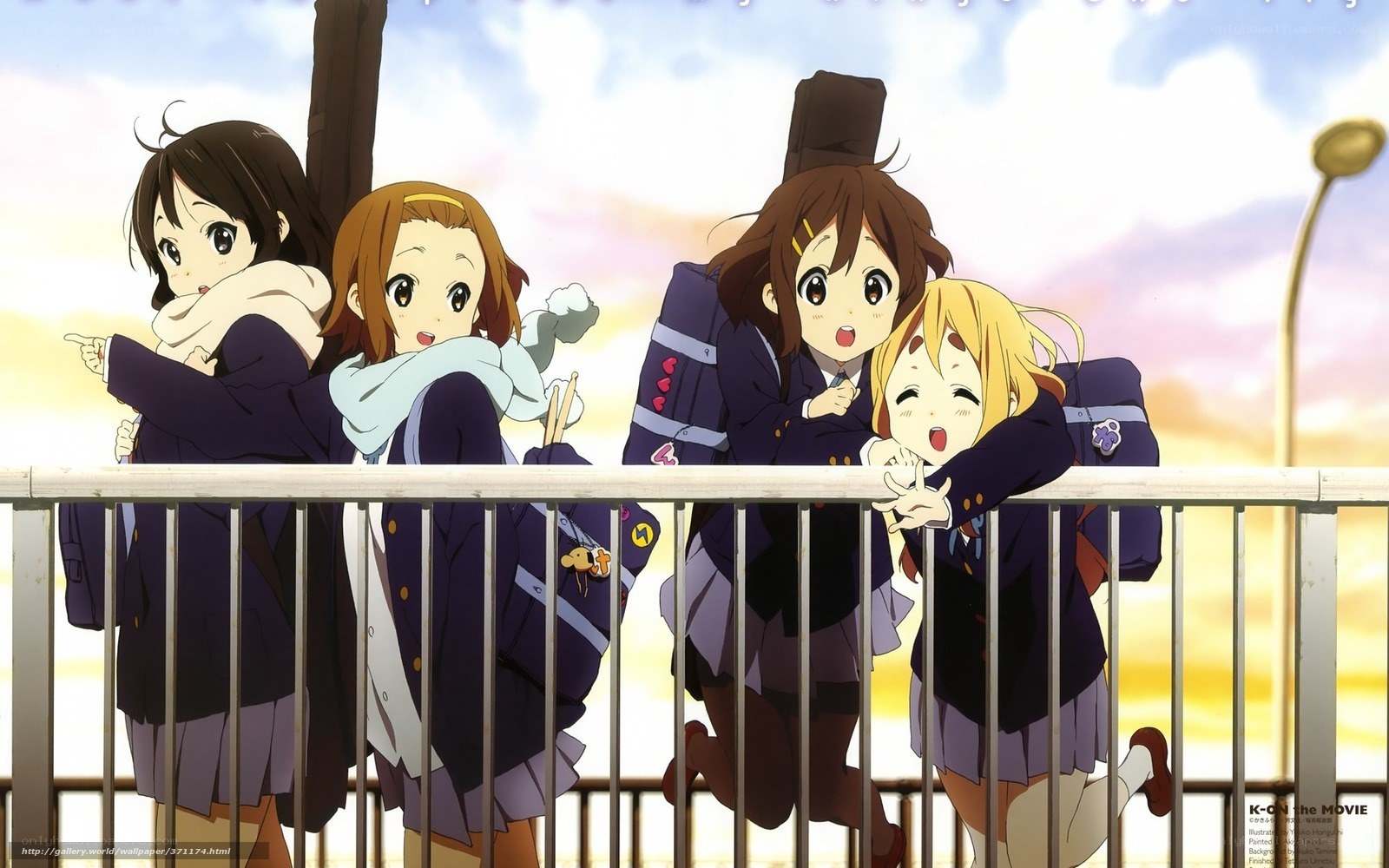 Schoolgirls on a bridge