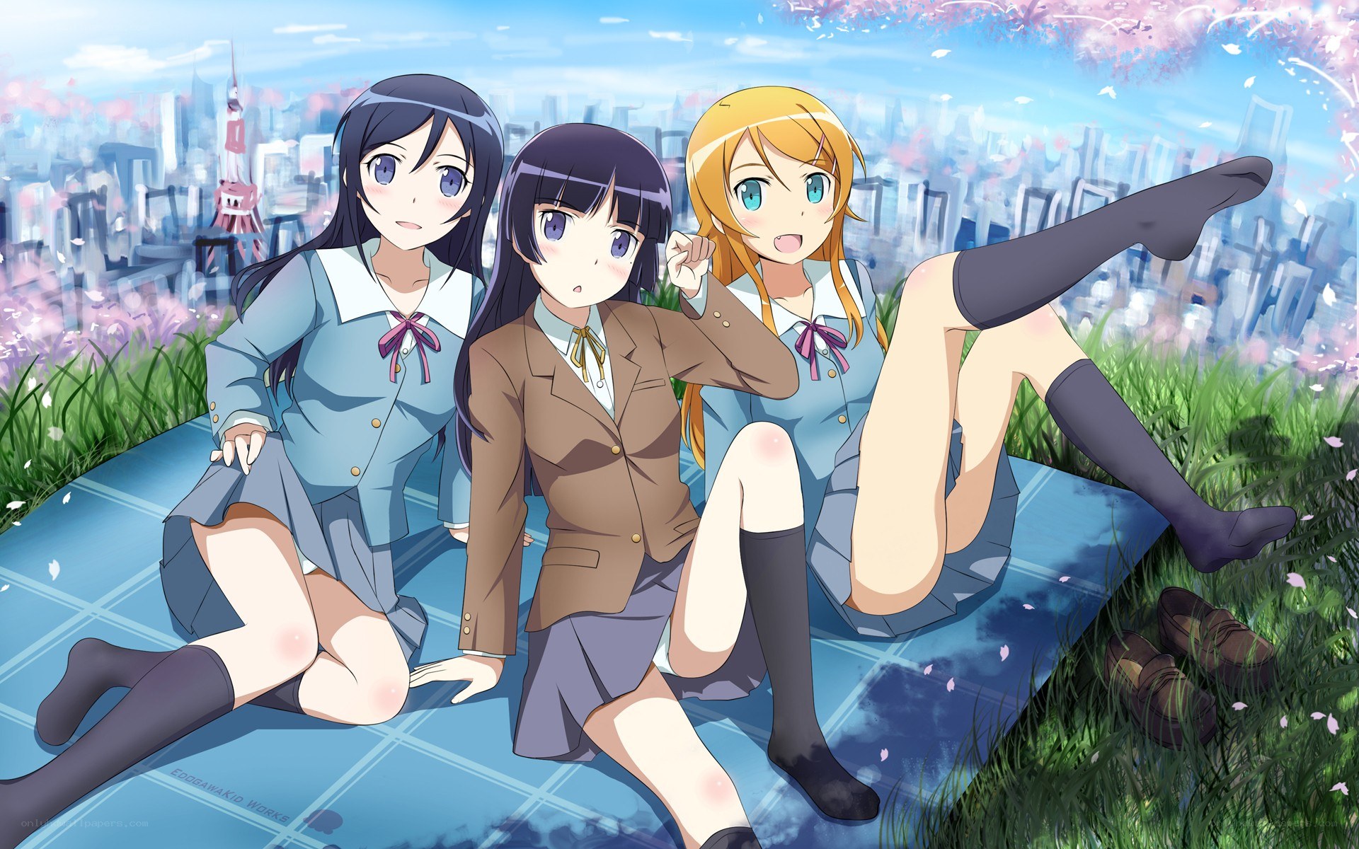 Schoolgirls on a picnic