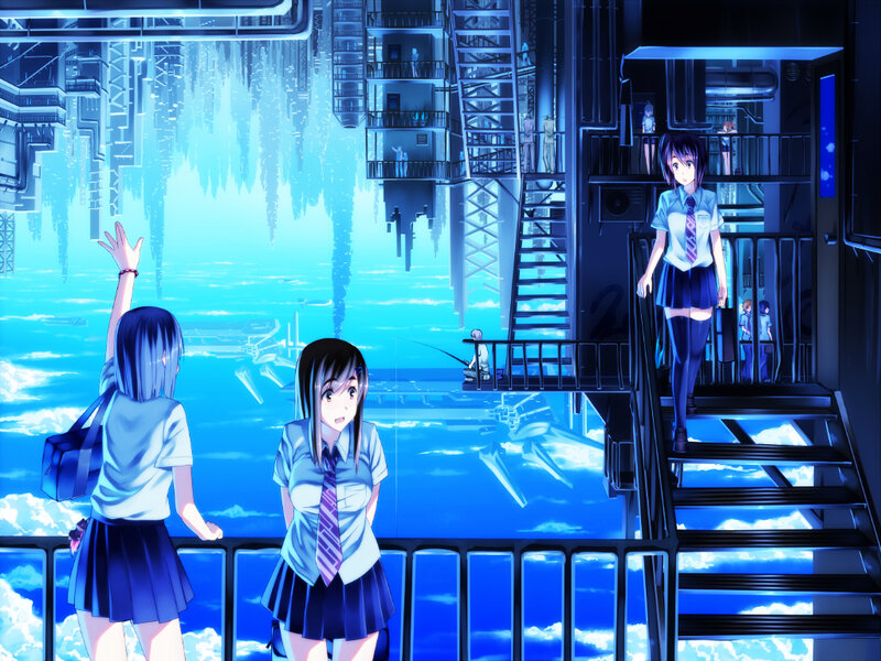 Schoolgirls on a Platform