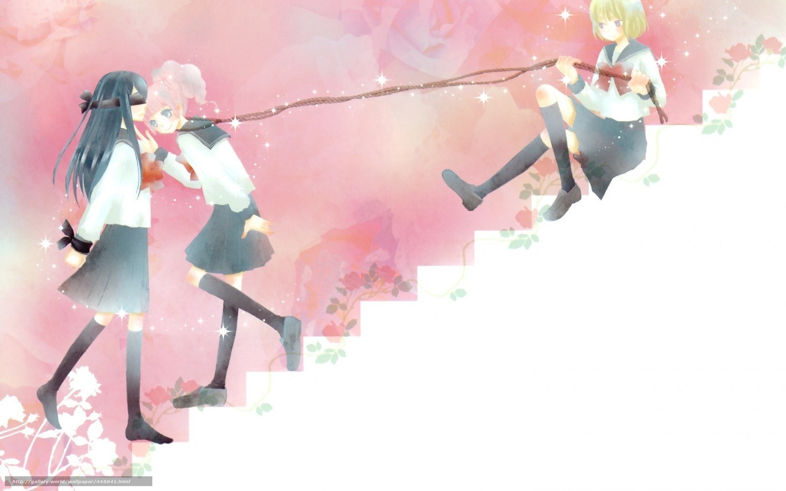 Schoolgirls on a rope