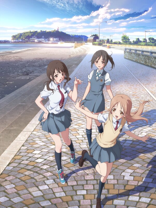 Schoolgirls on a seaside promenade