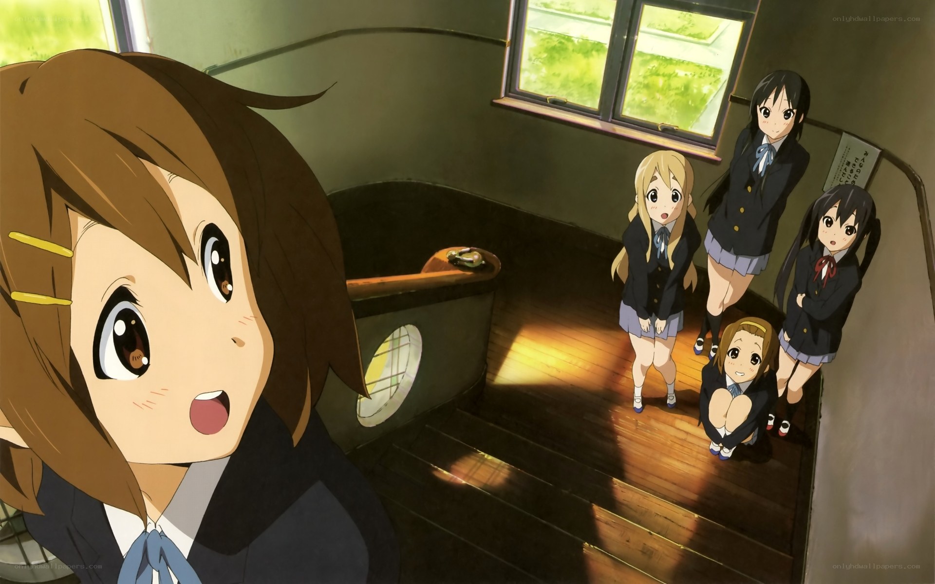 Schoolgirls on a staircase