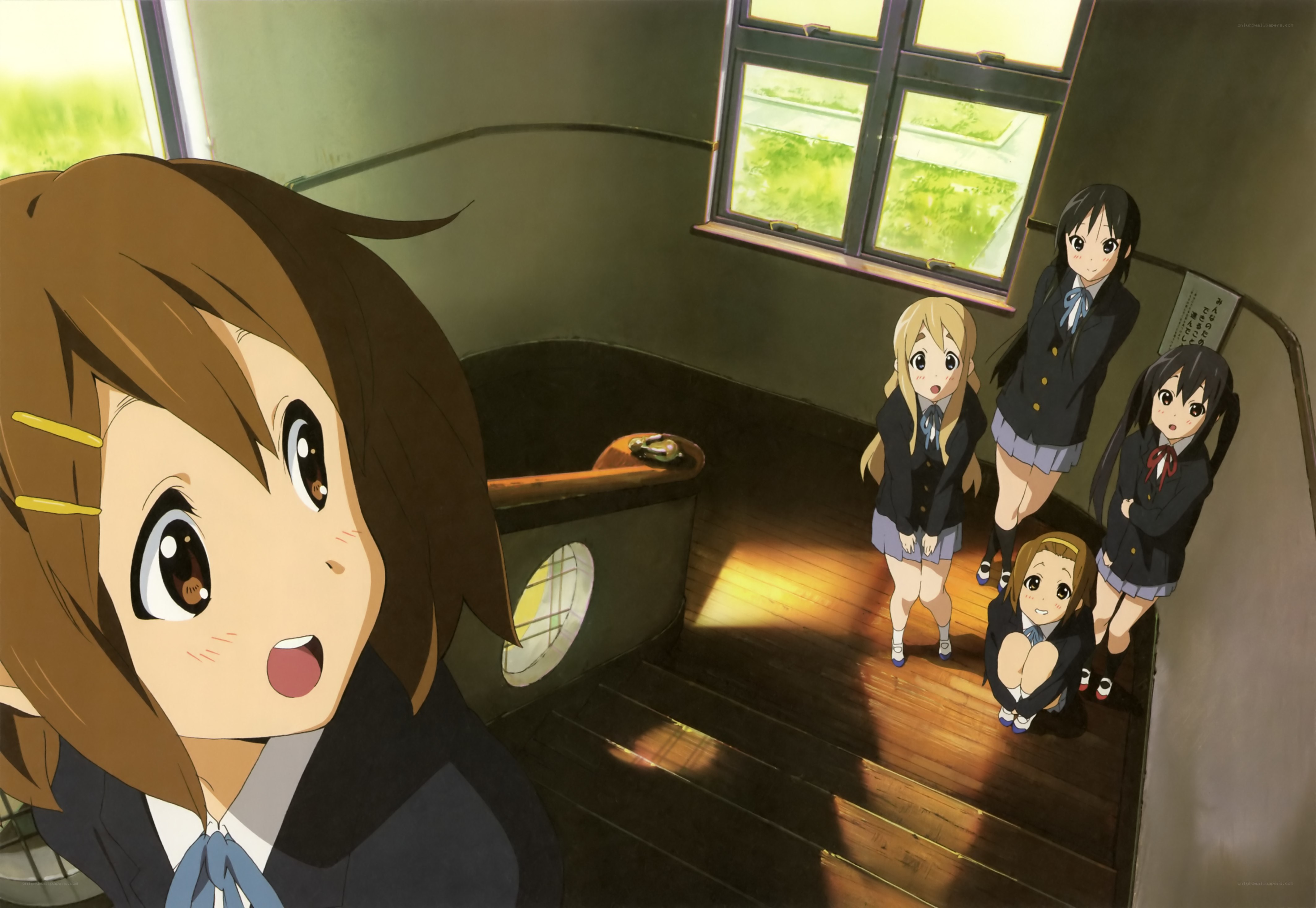 Schoolgirls on a staircase