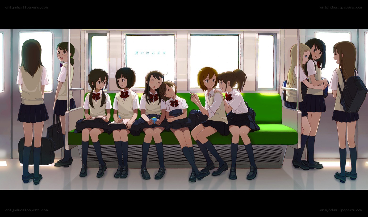 Schoolgirls on a train