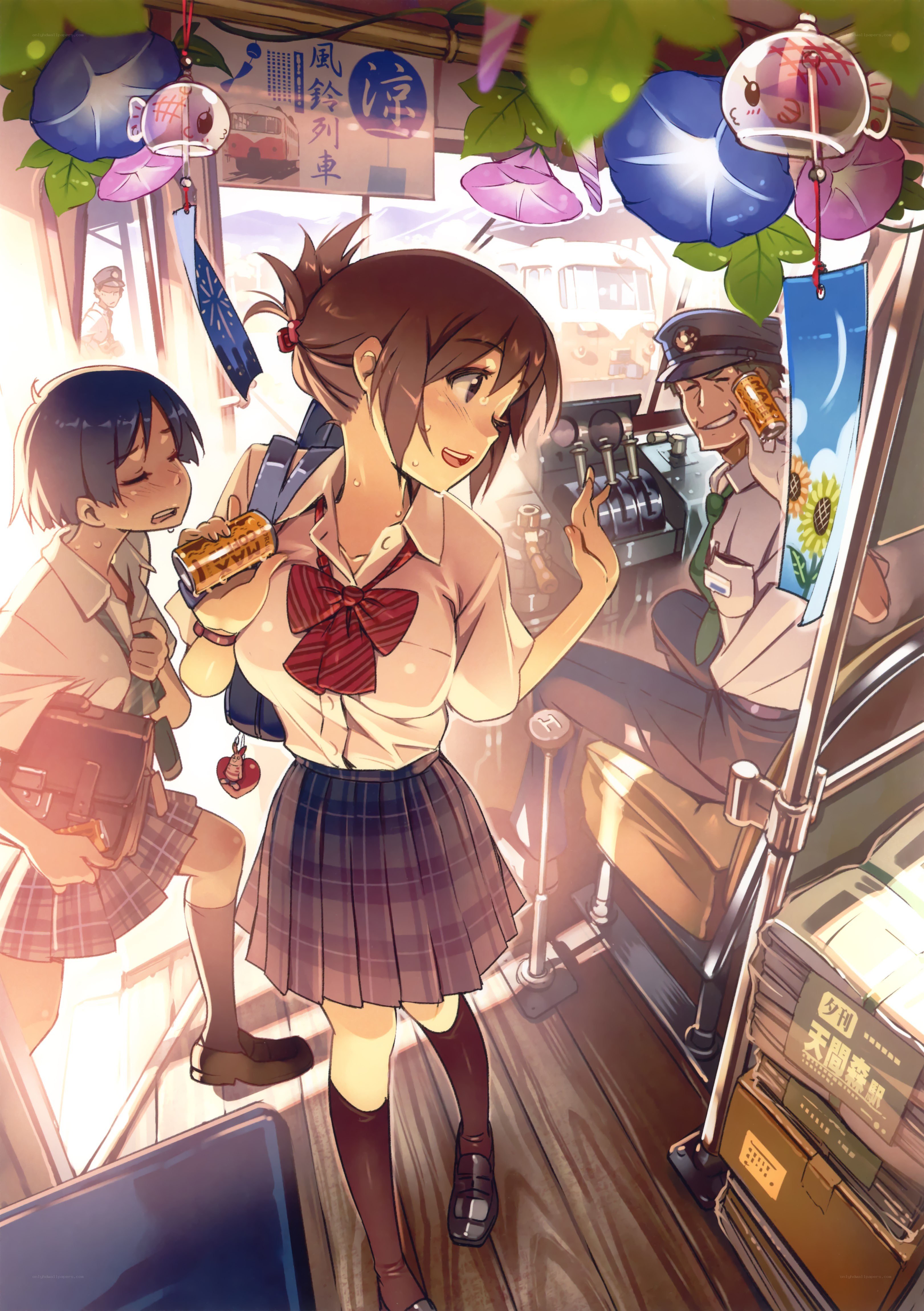 Schoolgirls on a train