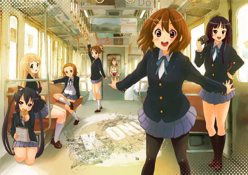 Schoolgirls on a train