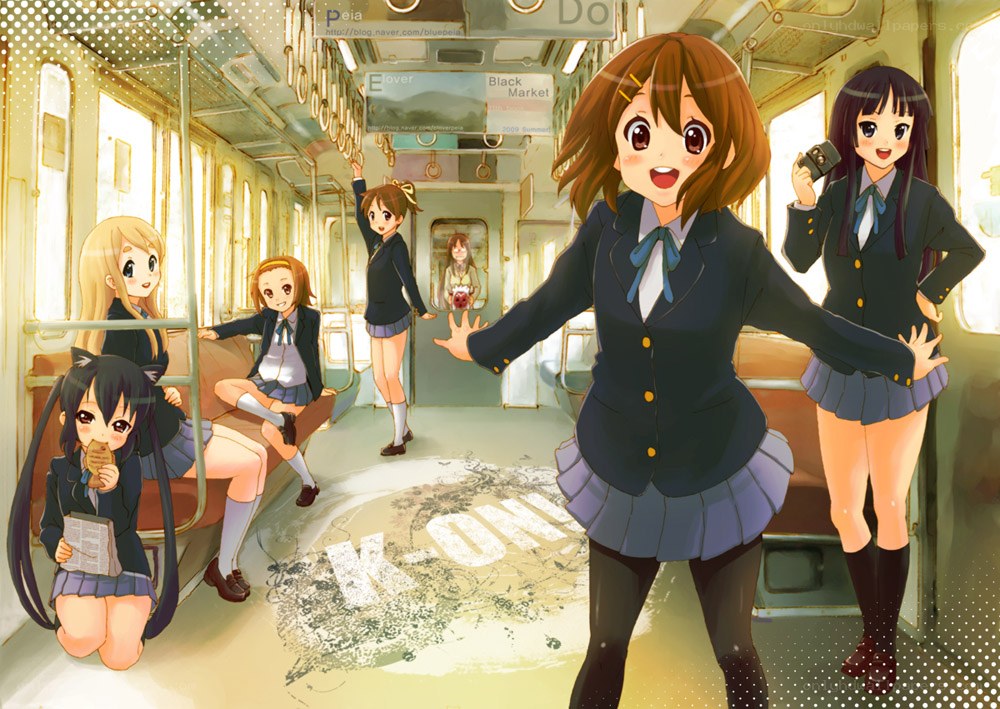 Schoolgirls on a train