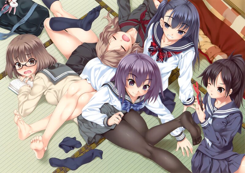 schoolgirls on the floor