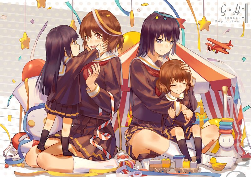 Schoolgirls Playing with Toys