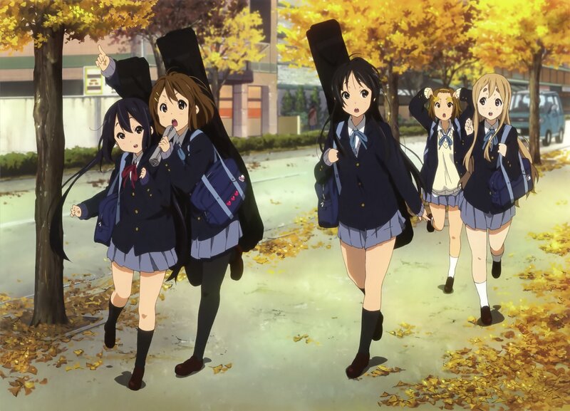 Schoolgirls Walking Outside