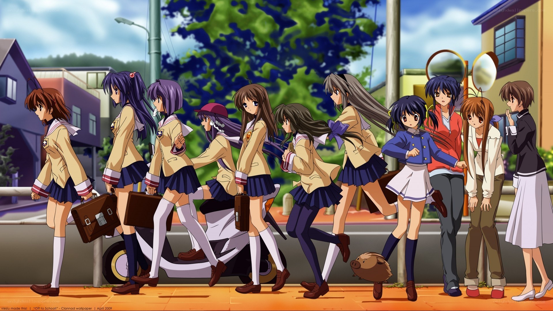 Schoolgirls walking to school