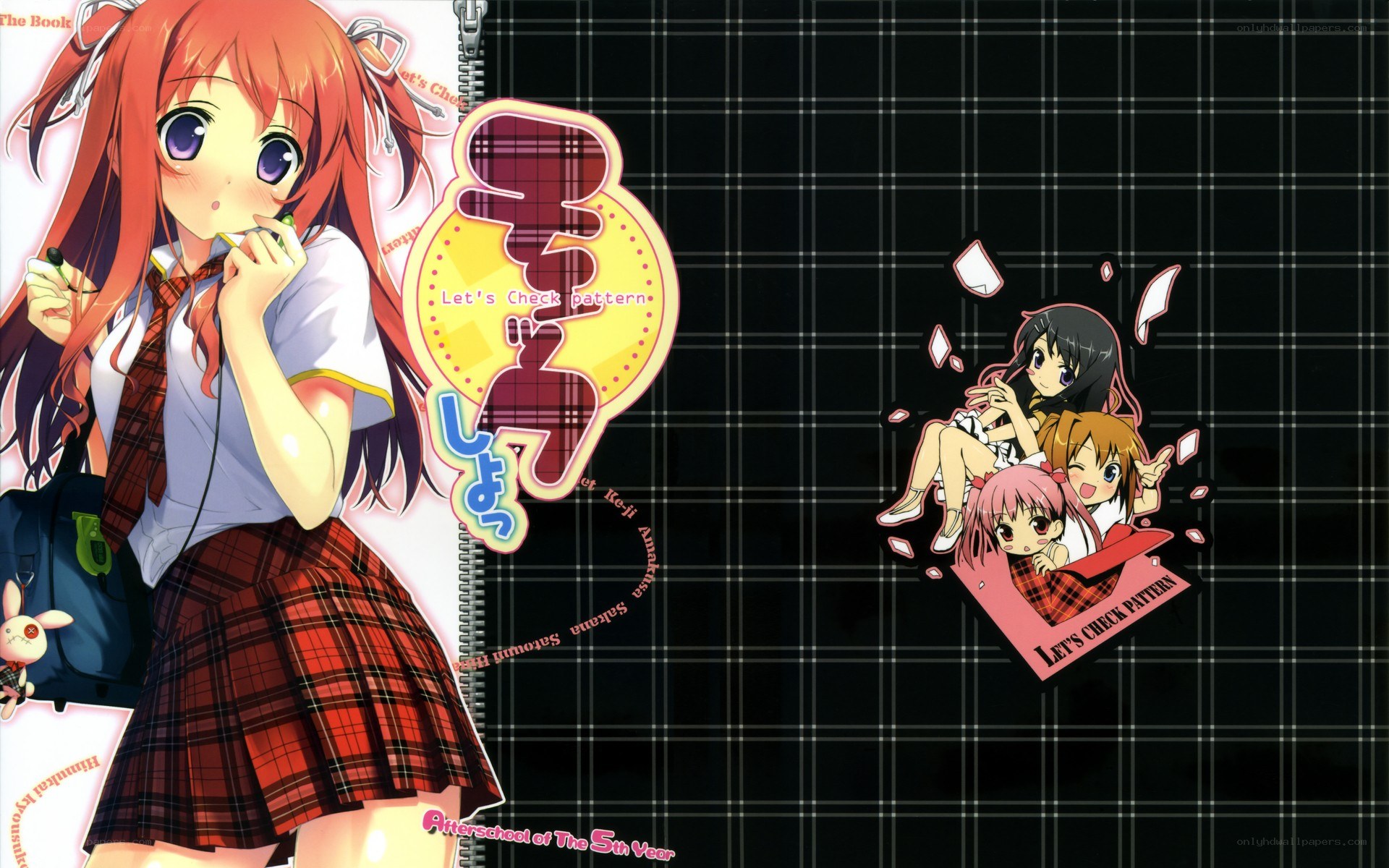 Schoolgirls with checkered patterns