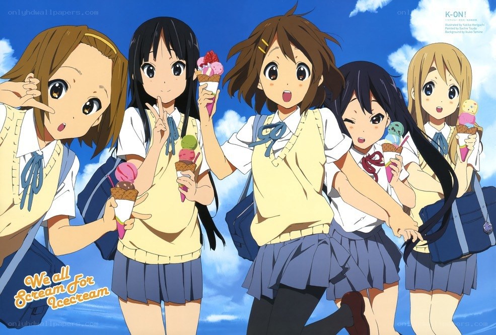 Schoolgirls with ice cream