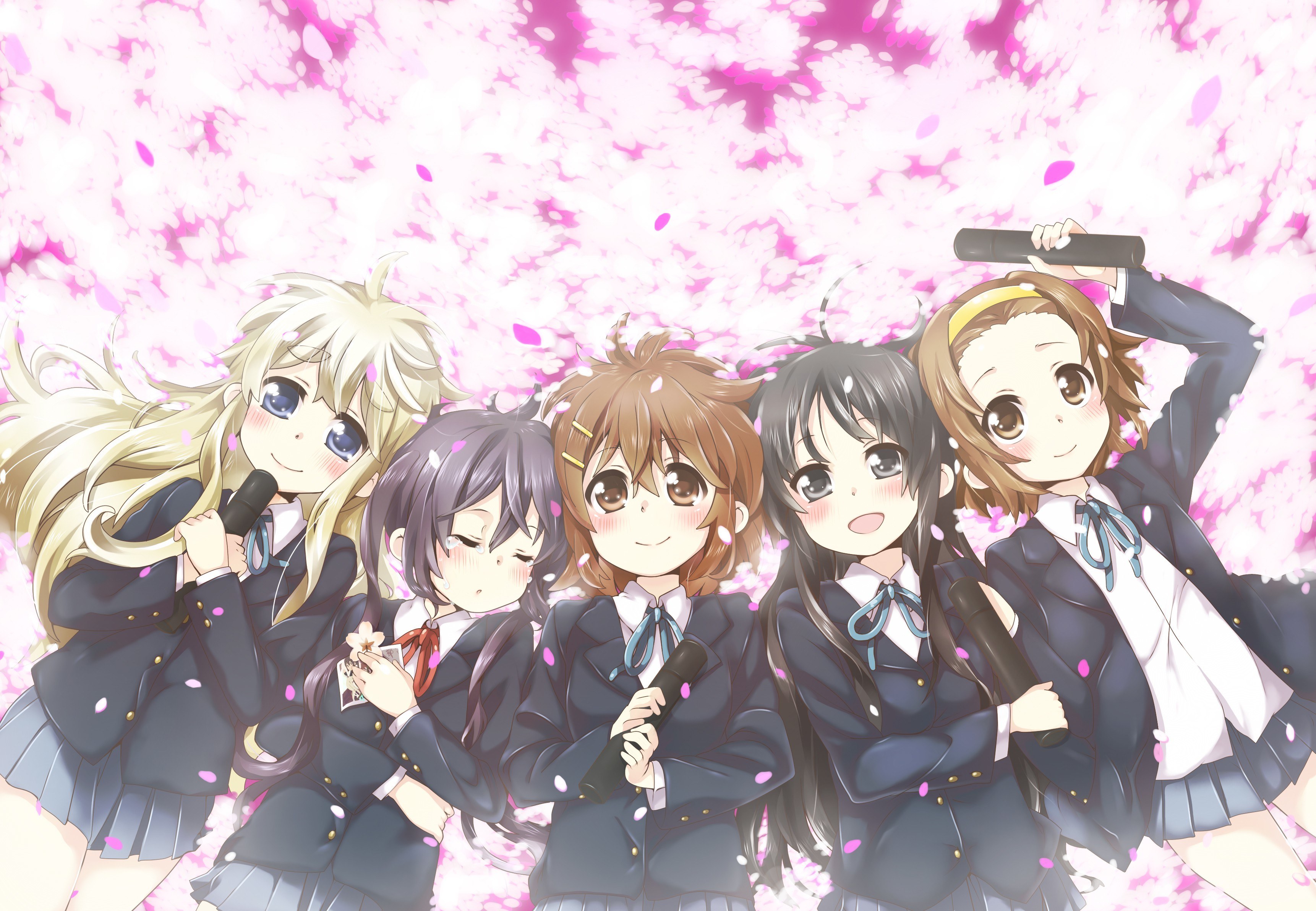 schoolgirls with microphones