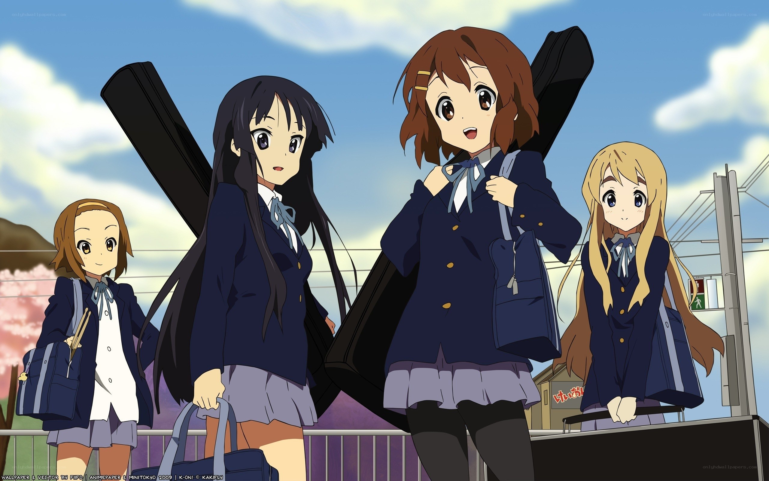 Schoolgirls with musical instruments
