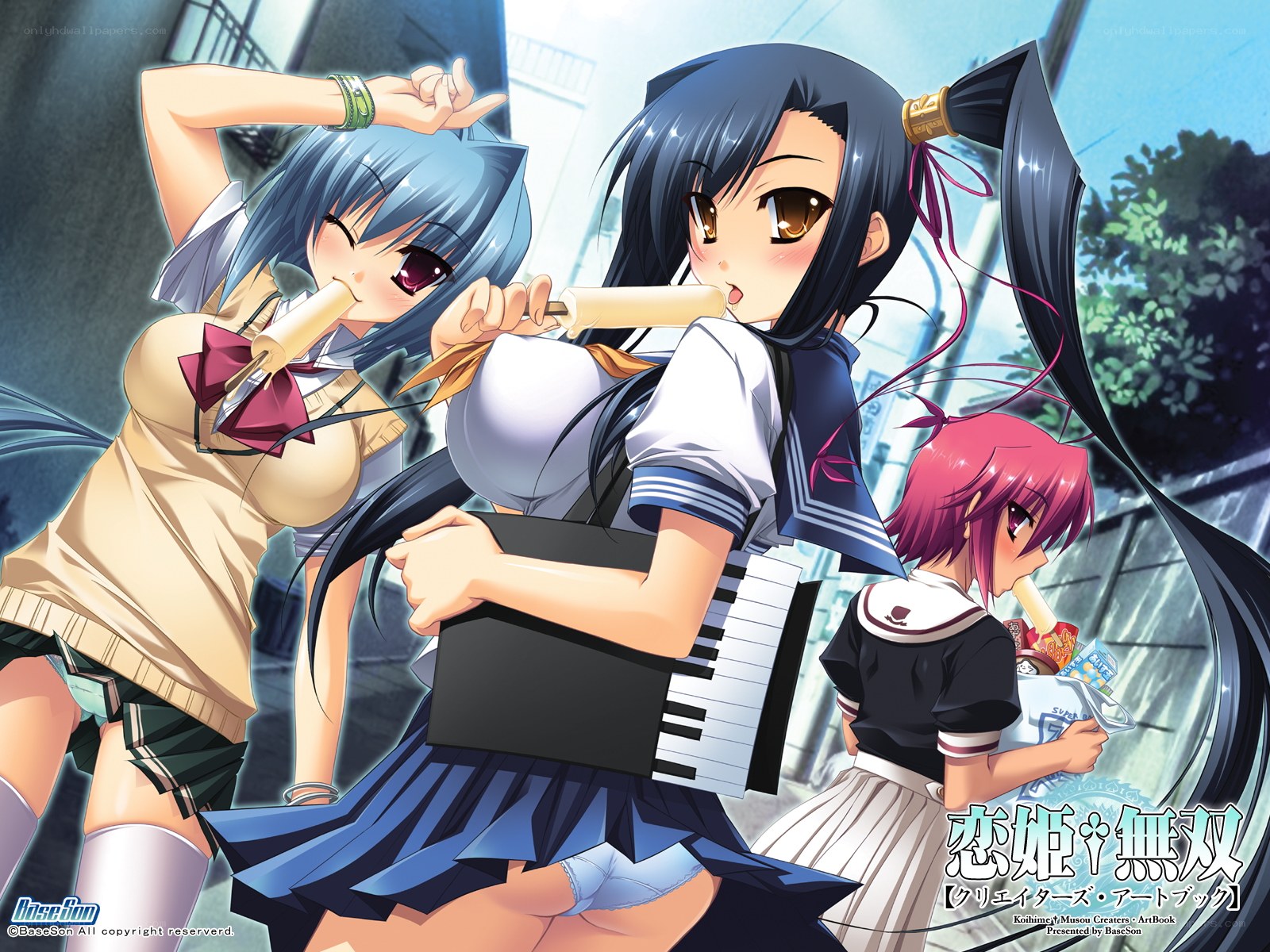 Schoolgirls with snacks