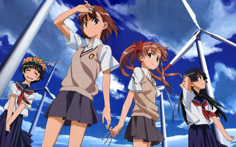 Schoolgirls with wind turbines