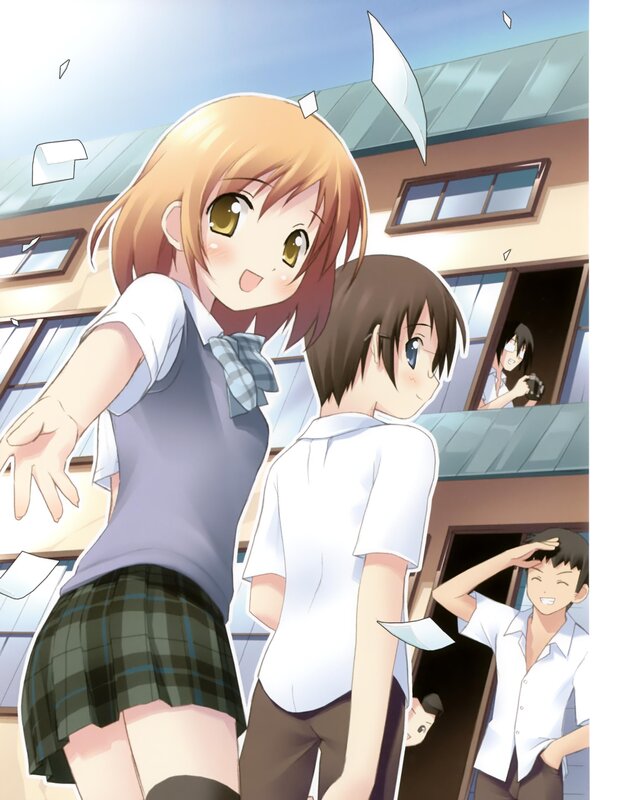 Schoolyard anime scene