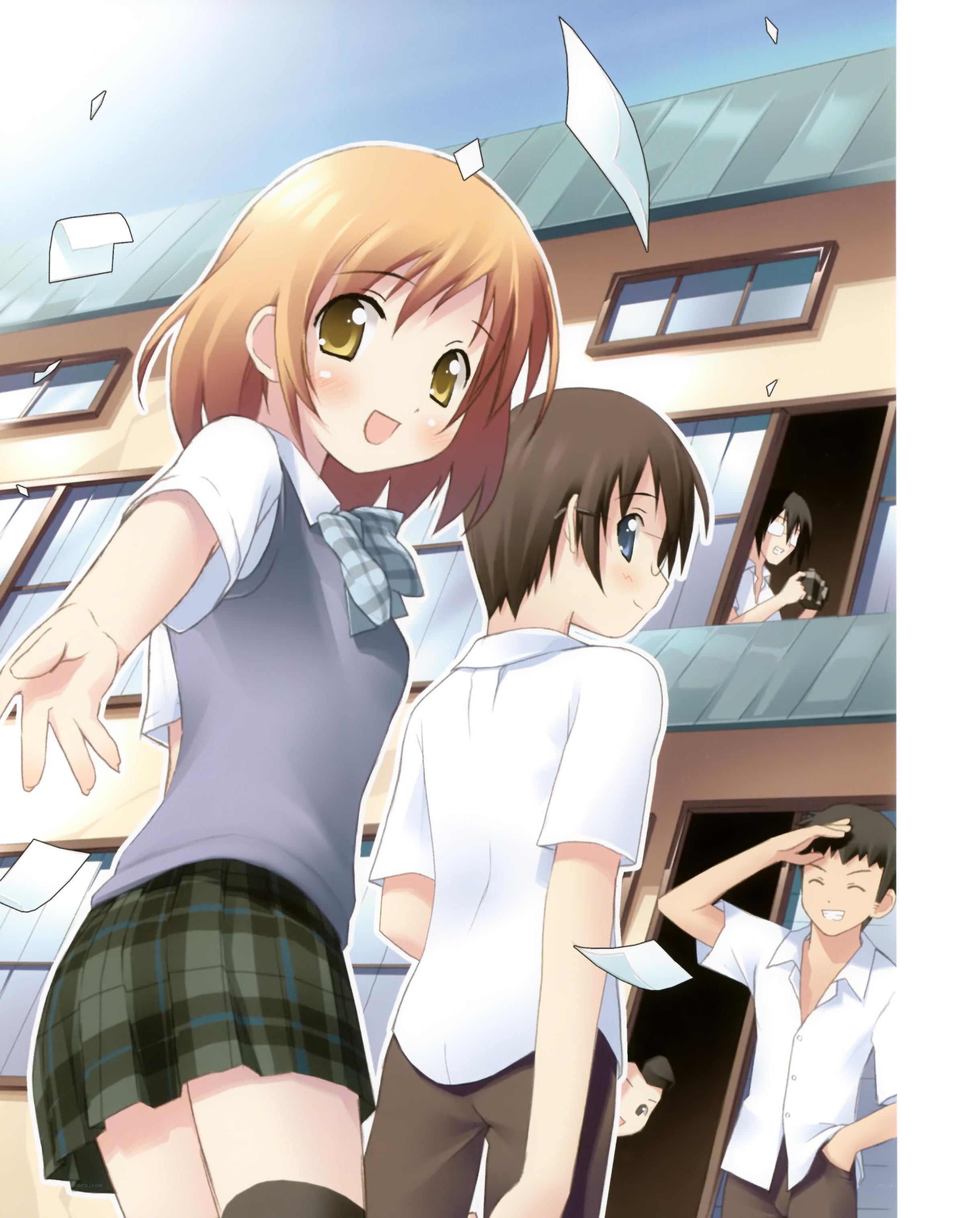 Schoolyard anime scene