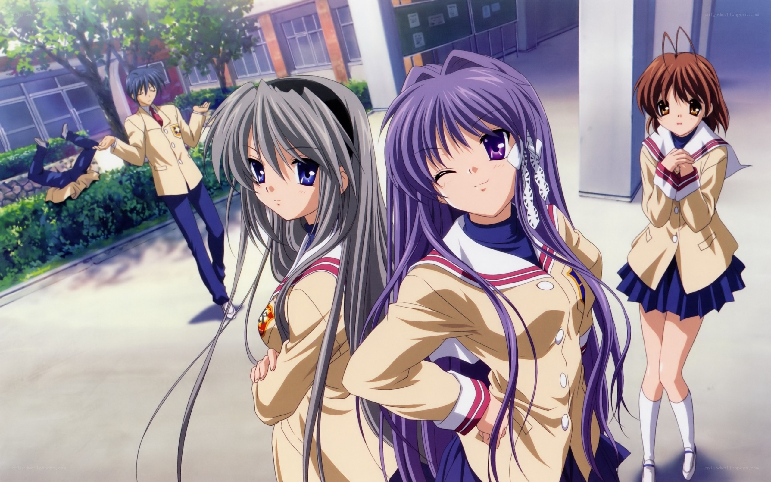 Schoolyard anime scene