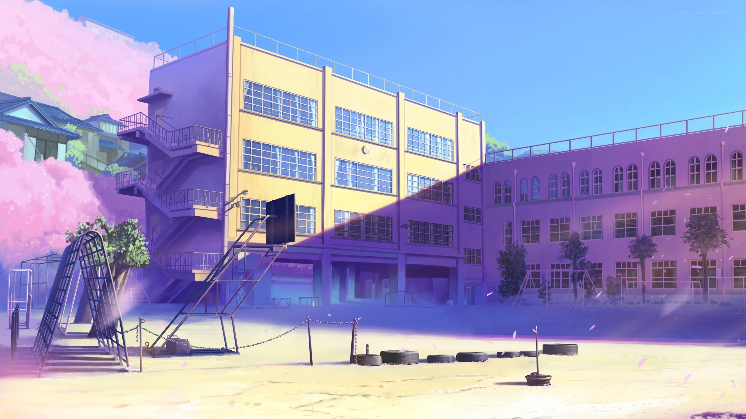 Schoolyard at dawn