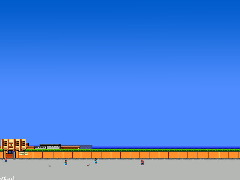 schoolyard scene from a video game