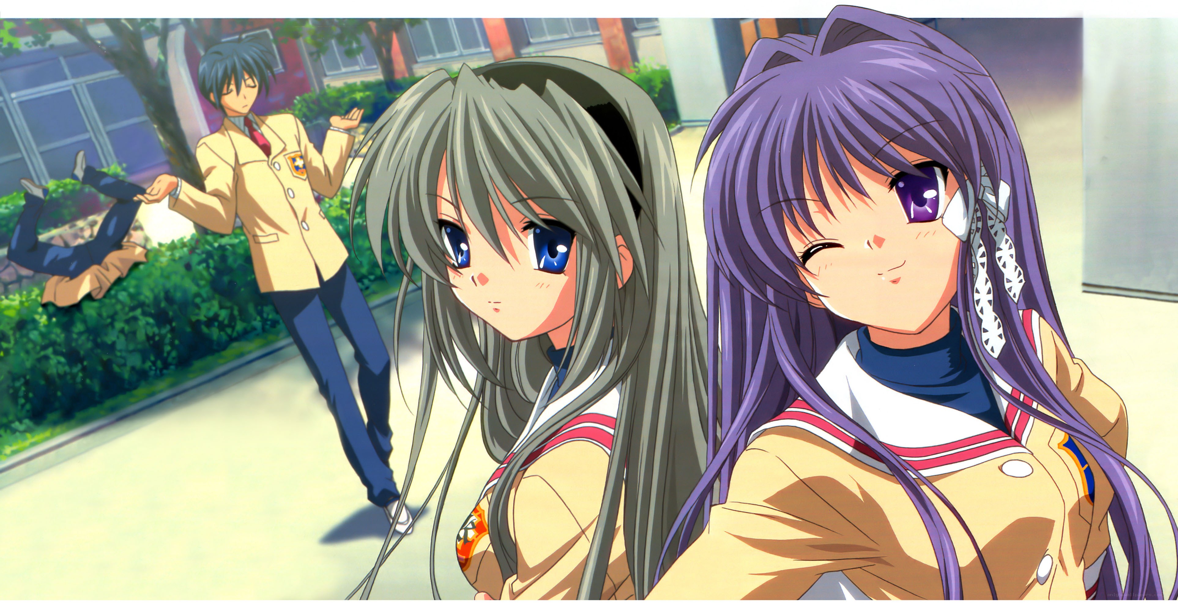 Schoolyard scene with students