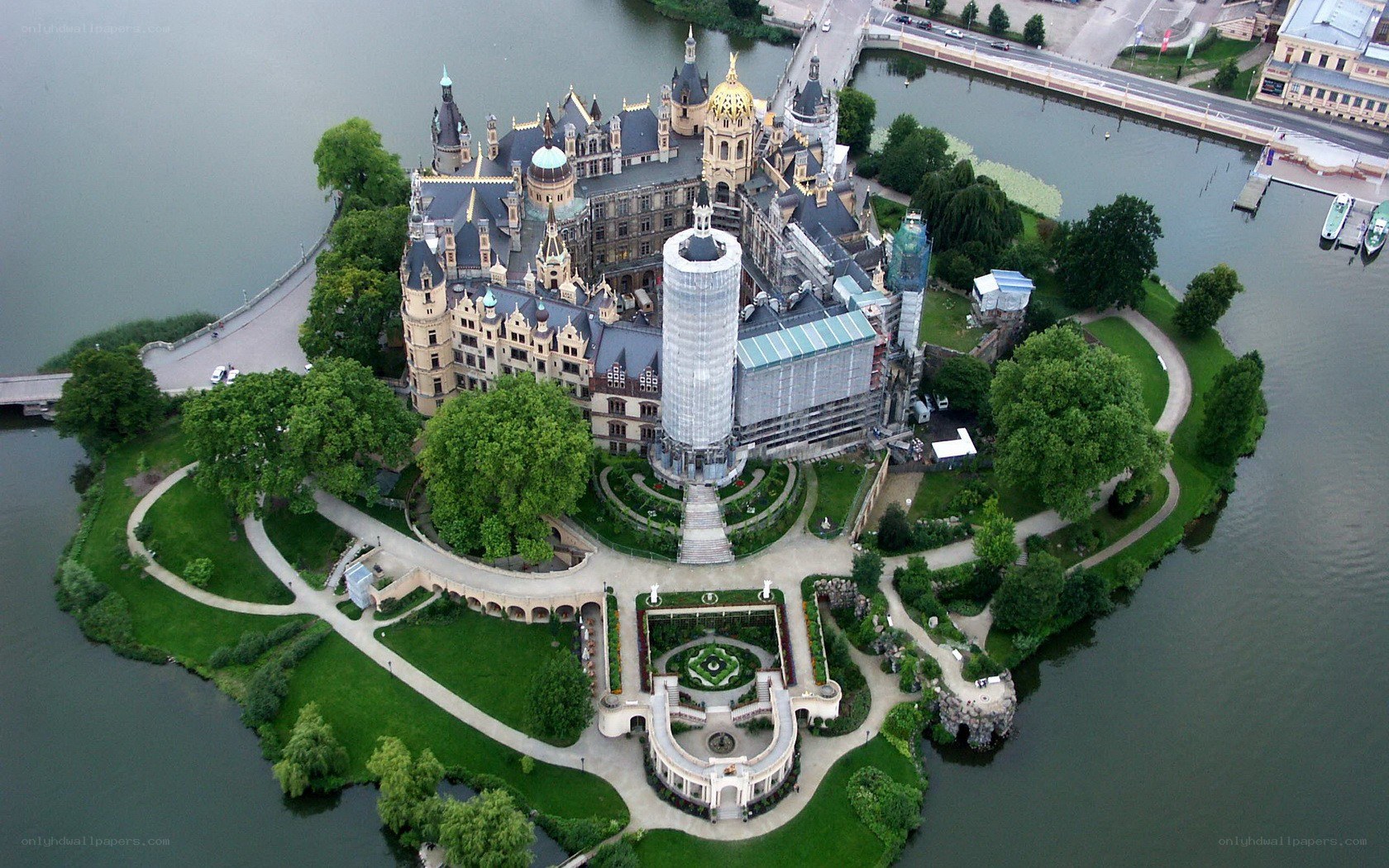 Schwerin Castle aerial view