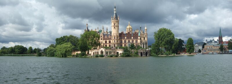 Schwerin Castle on a cloudy day