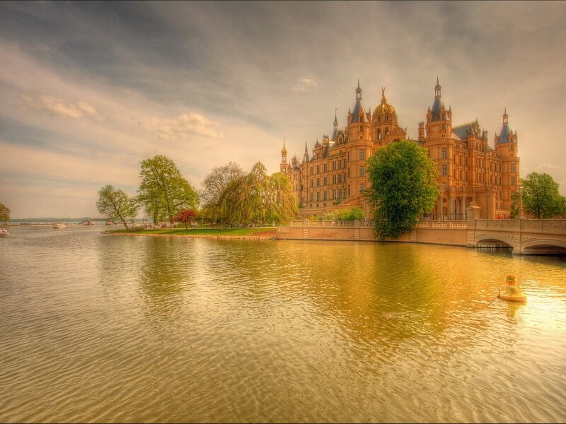 Schwerin Castle on a golden day