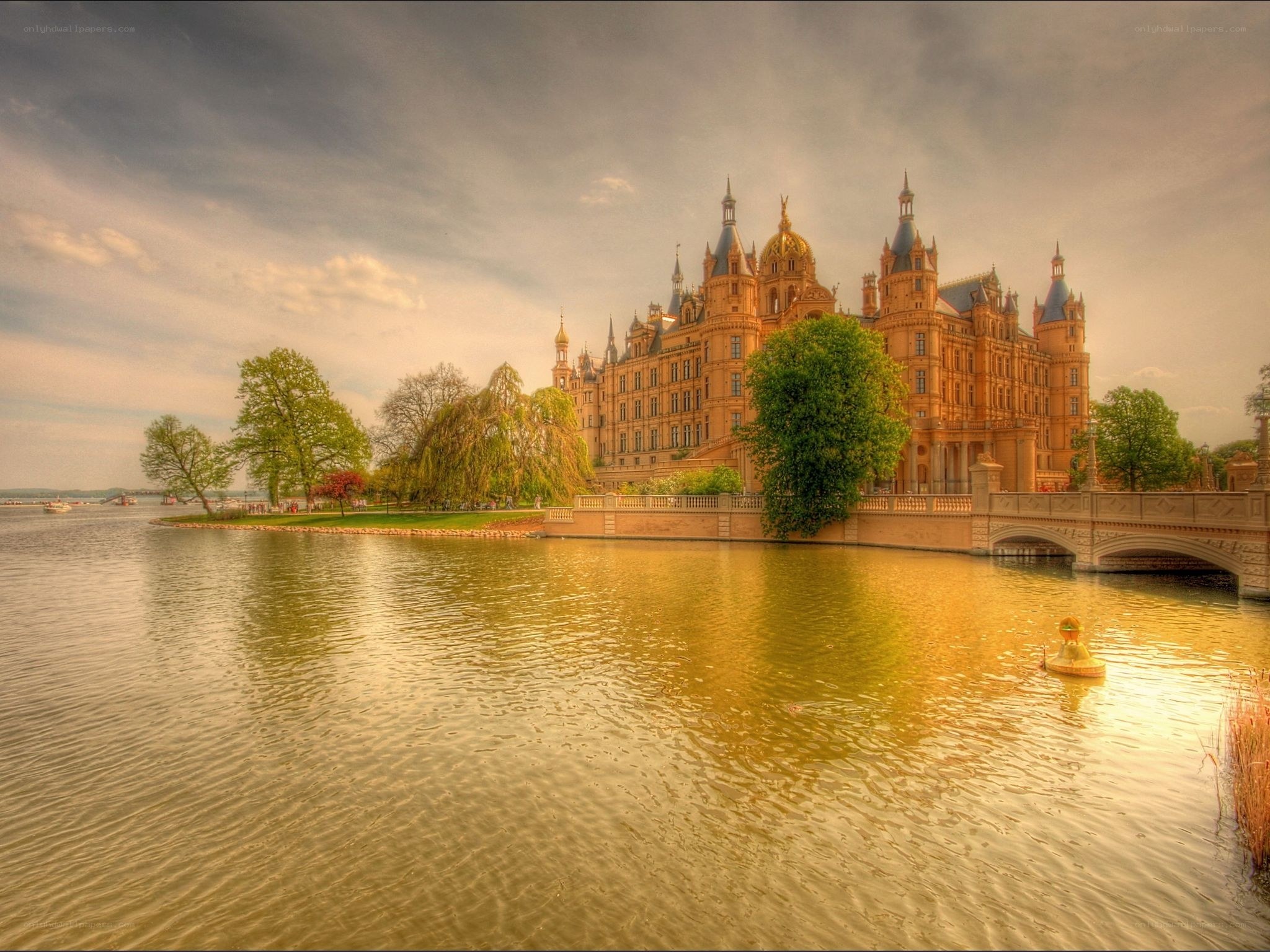 Schwerin Castle on a golden day