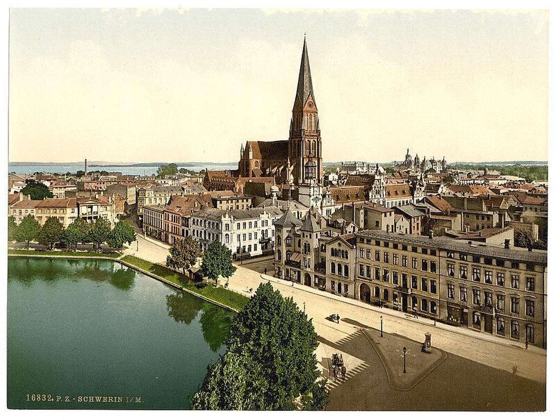Schwerin cityscape with cathedral
