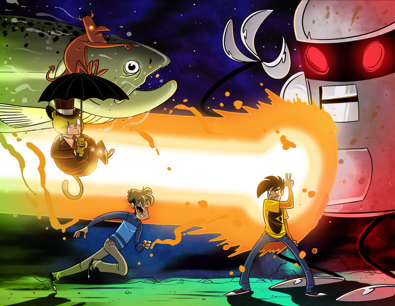 sci-fi action cartoon scene
