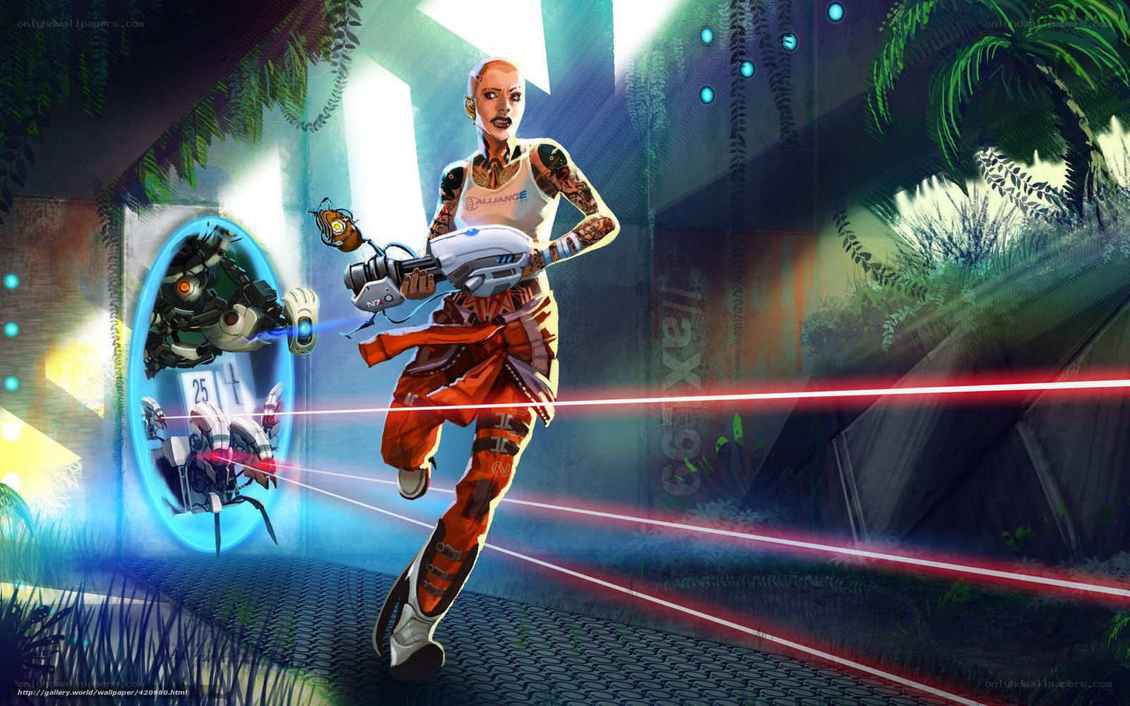 Sci-fi action character in combat