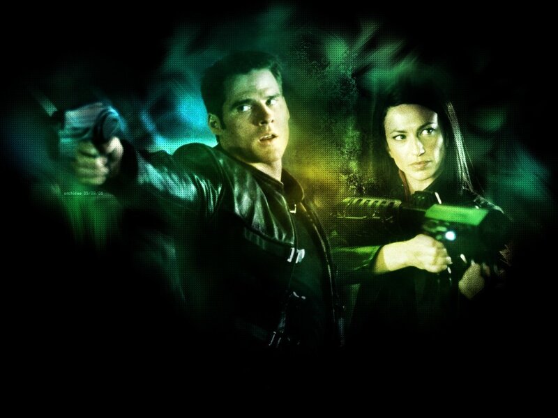 sci-fi action duo with weapons