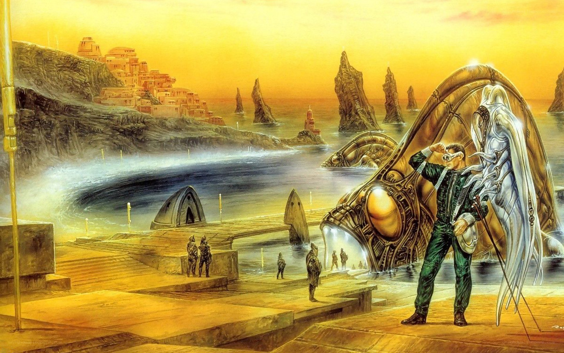 sci-fi alien docking scene
