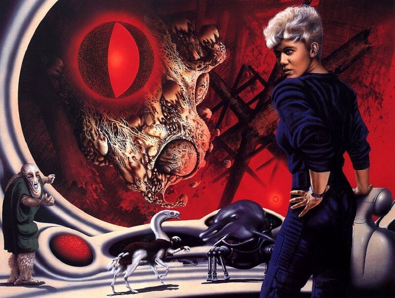Sci-fi alien encounter artwork