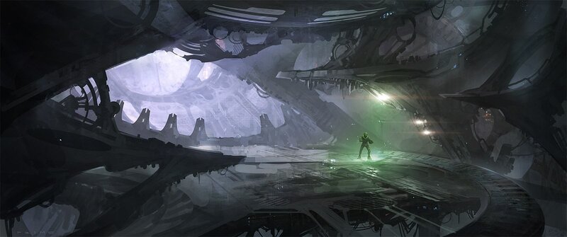 sci-fi alien structure interior
